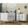 Quarto de Bebe Berço e Cômoda Q Encanto Retrô Branco Qmovi - 1