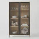 Ver imagem 5 de Estante Cristaleira Alta com 2 Portas de Vidro e 3 Prateleiras BH09 Marrom/Lâmina Mel/Preto