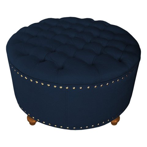 Puff Amora 90 Cm Suede Slk Decor Amara Azul Royal