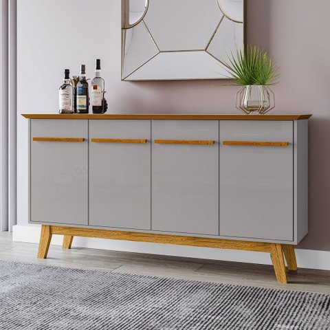 Balcão Buffet Opala 4 Portas Naturalle/off White - Móveis Bechara