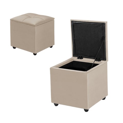 Baú Banqueta Organizador Porta Itens Quadrado Compacto Casa