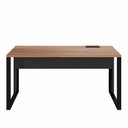 Ver imagem 5 de Escrivaninha Mesa Escritório Diretor com Caixa de Tomadas 150cm Industrial Nogal e Preto