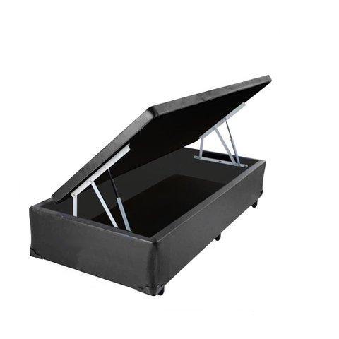 Cama Box Baú Solteiro Conforto Sintético Cinza + Colchão Solteiro Conforto Espuma D23 17x88x188