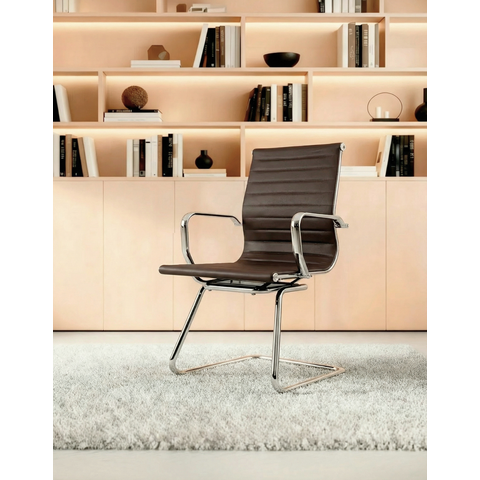 Cadeira Sevilha Courino - Base Fixa Cor:café