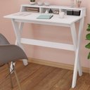 Ver imagem 2 de Mesa Escrivaninha Escritorio 3 Nichos 90 cm Branco Artany