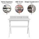 Ver imagem 4 de Mesa Escrivaninha Escritorio 3 Nichos 90 cm Branco Artany