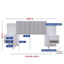 Ver imagem 4 de Cabeceira Casal Queen 160 cm Ripada 100% MDF Estofada Isis com 02 Mesas de Cabeceira Espresso Móveis