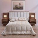 Ver imagem 1 de Conjunto Cabeceira Casal Queen Isis com 2 Mesas de Cabeceira MDF Castanho