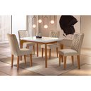 Ver imagem 1 de Conjunto: Mesa Sala Jantar Londrina C/ Tampo Madeirado C/ Vidro Canto Curvo 120x80cm e 4 Cadeiras