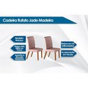 Ver imagem 2 de Conjunto: Mesa Sala Jantar Londrina C/ Tampo Madeirado C/ Vidro Canto Curvo 120x80cm e 4 Cadeiras