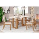 Ver imagem 1 de Conjunto: Mesa Sala Jantar Yara C/ Tampo Madeirado C/ Vidro Reto 160x90cm e 6 Cadeiras Milla Nature/