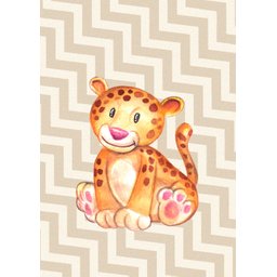 Kit Três Quadros Aquarela Safari Elefante, Girafa e Leopardo - 4