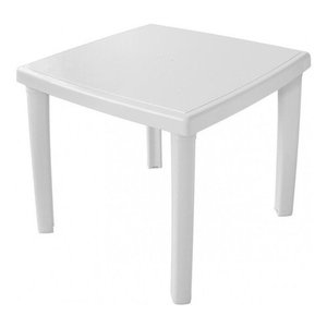 Mesa De Plástico Quadrada 4 Lugares Pés De Plástico Me3:Branco