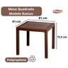 Mesa Quadrada Rattan Montavel Café Plastico Plasnew - 3