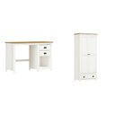 Ver imagem 2 de Conjunto 2 Peças Escrivaninha C 2 Gavetas e Armário 2 Portas 100% Madeira Maciça - LinhaTopázio Branco Freijó