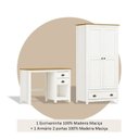 Ver imagem 6 de Conjunto 2 Peças Escrivaninha C 2 Gavetas e Armário 2 Portas 100% Madeira Maciça - LinhaTopázio Branco Freijó