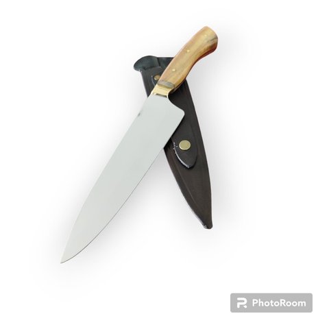 Faca Cheff Aço Inox 420 Personalização a Laser Cabo Madeira