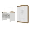 Ver imagem 2 de Conjunto Quarto Bebê Berço 3EM1 Eloá Guarda Roupa 4 Portas 100% MDF Branco com Bétula