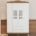 Ver mais imagens de Conjunto Quarto Bebê Berço 3EM1 Eloá Guarda Roupa 4 Portas 100% MDF Branco com Bétula