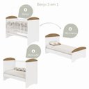Ver imagem 7 de Conjunto Quarto Bebê Berço 3EM1 Eloá Guarda Roupa 4 Portas 100% MDF Branco com Bétula