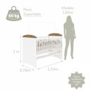 Ver imagem 3 de Conjunto Quarto Bebê Berço 3EM1 Eloá Guarda Roupa 4 Portas 100% MDF Branco com Bétula