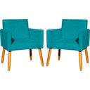 Ver imagem 1 de Kit 2 Poltronas Decorativa para Sala Nina Suede Cores Pé Palito 30cm Castanho - Suede