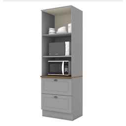 Paneleiro Torre Quente 2 Portas 2 Nichos 100% MDF Americana Cinza Henn - 2