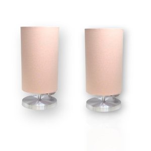 Kit 2 Abajur Quarto Cilindrico Eco Tecido Nude