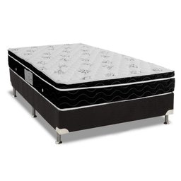 Cama Box Viúva: Colchão Molas Ortobom Nanolastic Physical Spring + Base CRC Suede Black(128x188) - 1
