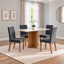 Ver imagem 1 de Conjunto Sala de Jantar Mesa Lana 120cm Tampo MDF Canto Reto 4 Cadeiras Lily