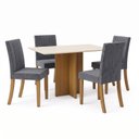 Ver imagem 2 de Conjunto Sala de Jantar Mesa Lana 120cm Tampo MDF Canto Reto 4 Cadeiras Lily