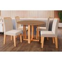 Ver imagem 1 de Conjunto: Mesa de Cozinha Flora Tampo Madeirado 109cm e 4 Cadeiras Clarice Cinamomo - Carvalho/suede