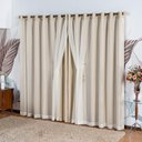 Ver imagem 1 de Cortina Idealle Tecido Blackout Voal Premium 4,00x2,70m Corta Luz Luxo Varão 4m - Palha