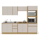 Ver imagem 6 de Cozinha em Rodapé 5 Peças Torre Quente Aéreo 3 Portas Balcão 120 Balcão 80 e Basculante Campanele Bege/Nogueira/Off White