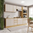 Ver imagem 1 de Cozinha em Rodapé 5 Peças Torre Quente Aéreo 3 Portas Balcão 120 Balcão 80 e Basculante Campanele Bege/Nogueira/Off White