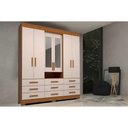 Ver imagem 1 de Guarda Roupa Casal 6 Portas (2 C/ Espelho) e 9 Gavetas Débora Cinamomo/off White - Acp