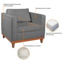 Ver imagem 7 de Kit Sofá 3 Lugares e 2 Poltronas Europa 180 cm Estilo Conforto e Elegância Suede Cinza - Amarena