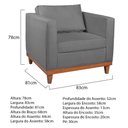 Ver imagem 5 de Kit Sofá 3 Lugares e 2 Poltronas Europa 180 cm Estilo Conforto e Elegância Suede Cinza - Amarena