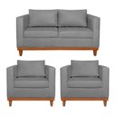 Ver imagem 1 de Kit Sofá 3 Lugares e 2 Poltronas Europa 180 cm Estilo Conforto e Elegância Suede Cinza - Amarena
