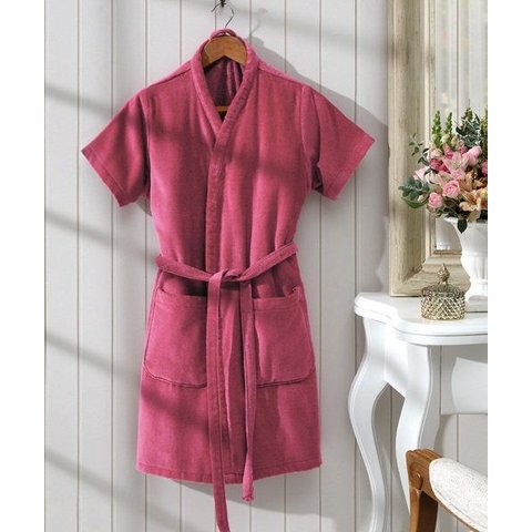 Roupão de Banho Adulto Feminino Tamanho M Aveludado Fiore Dohler - Carmim