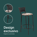 Ver imagem 4 de Kit 3 Banquetas para Balcão Cozinha Gourmet Junco Preto Bancada Ilha Banco 60cm Itagold