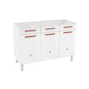Ver imagem 1 de Gabinete P/pia Cozinha Balcão Mirage New Aço 3 Portas e 3 Gavetas S/tampo 120cm Branco - Telasul