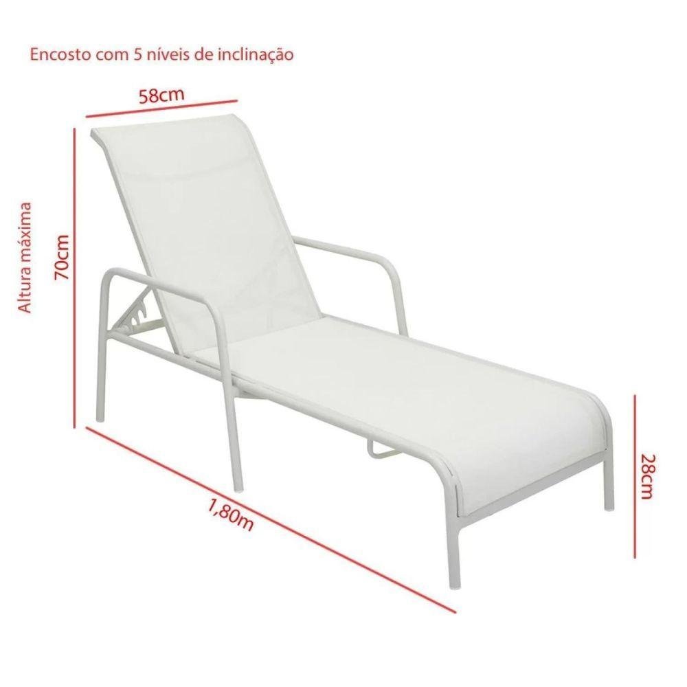 Espreguiçadeira Modelo Sling em Tela e Alumínio Branco - 6