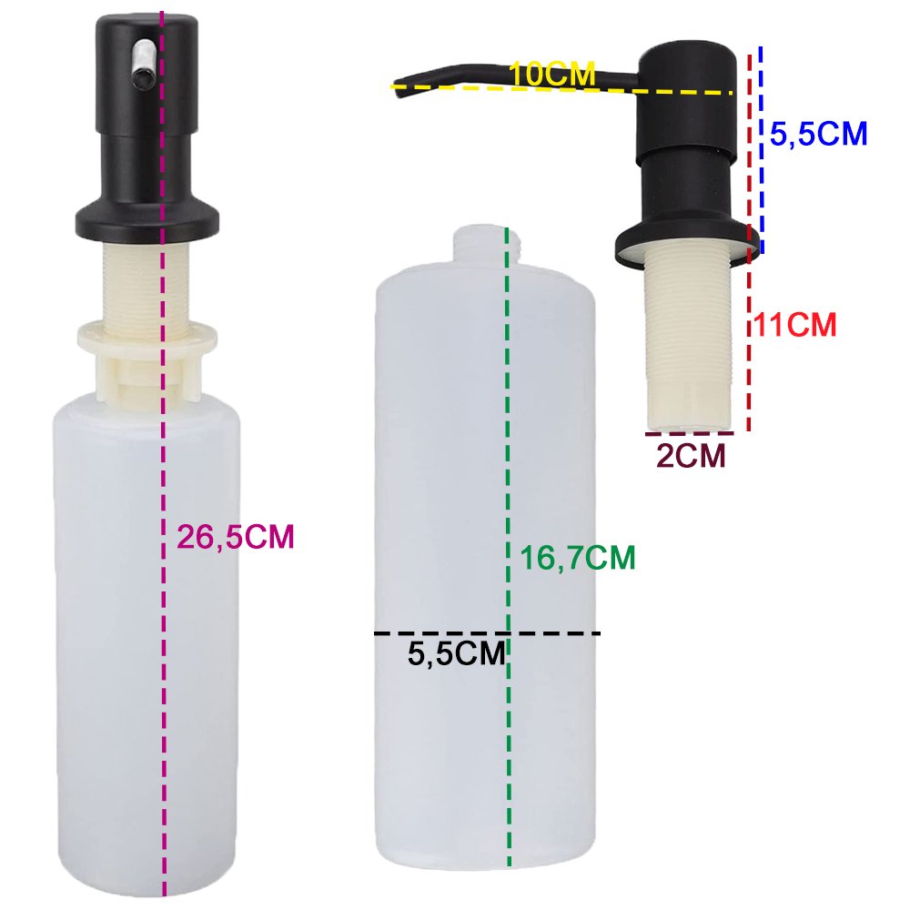 Dispenser Dosador Embutir Pia Cuba Sabao Detergente Liquido Banheiro Cuba Cozinha Lavabo Casa - 4