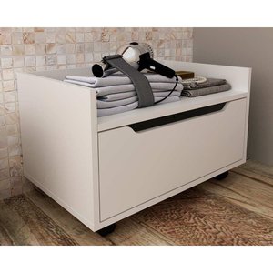 Bancada de Banheiro Suspenso C/ Rodizio Bn3647 S/ Cuba C/ 1 Gaveta 60cm Branco - Tecno Mobili