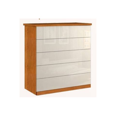 Cômoda para Quarto 5 Gavetas Corrediças Telescópicas - Capri-nature/off - Bianchi Móveis