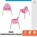 Ver imagem 4 de Cadeirão de Alimentação Cadeira Alta Infantil Bebê Bandeja Removivel Papa Rosa - Baby Style