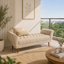 Ver imagem 2 de Recamier 120 cm com Design Moderno em Suede e Efeito Captonê Bege