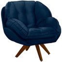 Ver imagem 2 de Kit 2 Poltronas para Sala e Escritório Base Giratória Vitória Veludo Azul Marinho
