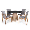 Ver imagem 2 de Kit Mesa de Jantar Redonda 120cm Gabi Preto/jade com 4 Cadeiras Garbo Cinza Escuro